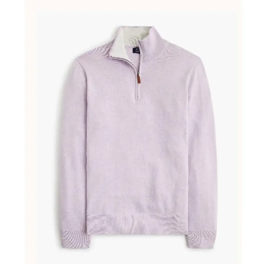 NWOT J. Crew Men's Cotton Quarter-Zip Heather Light Purple Wisteria  L